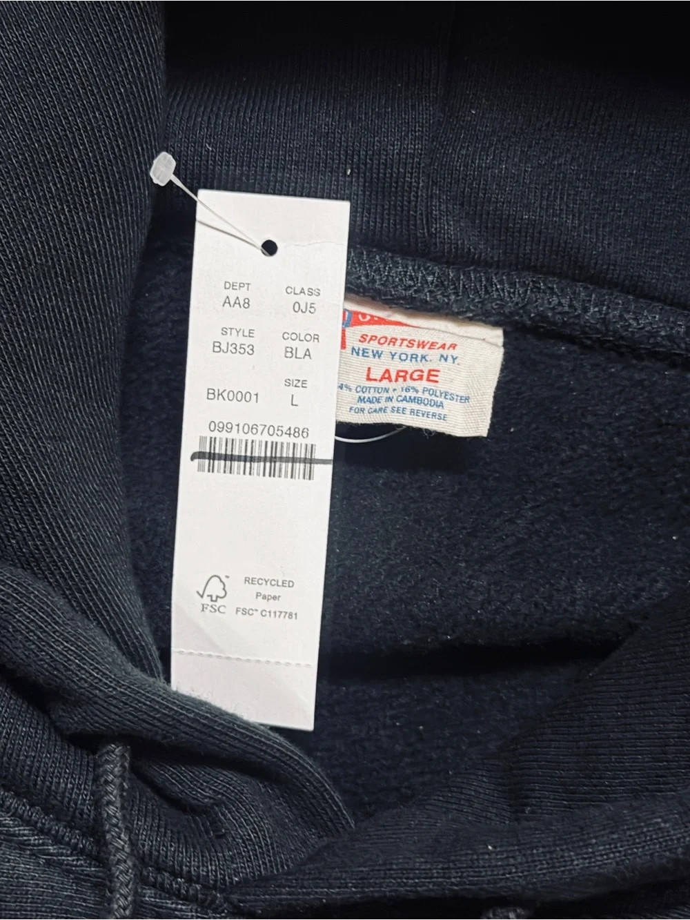 J.Crew Heritage 14 oz. fleece hoodie size L NWT